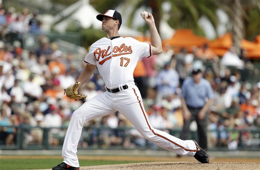 Matusz pitched two scoreless innings against the Yankees on Feb. 25. (AP Photo/Charlie Neibergall)